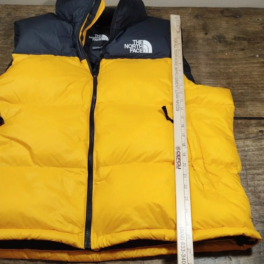 The North Face Vest 2XL XXL Black Yellow/Orange Down Puffer 700 Goose Down Zip